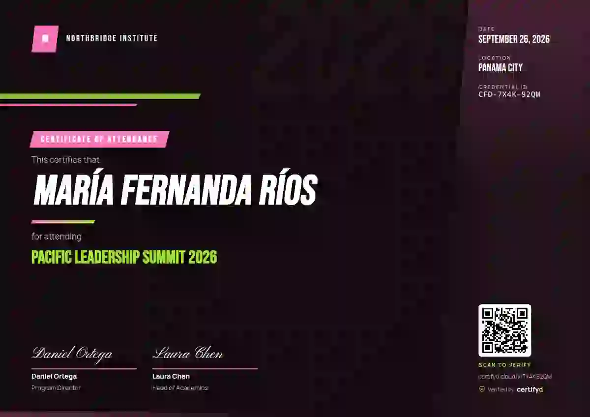 Sports Dynamic Pink event attendance certificate template