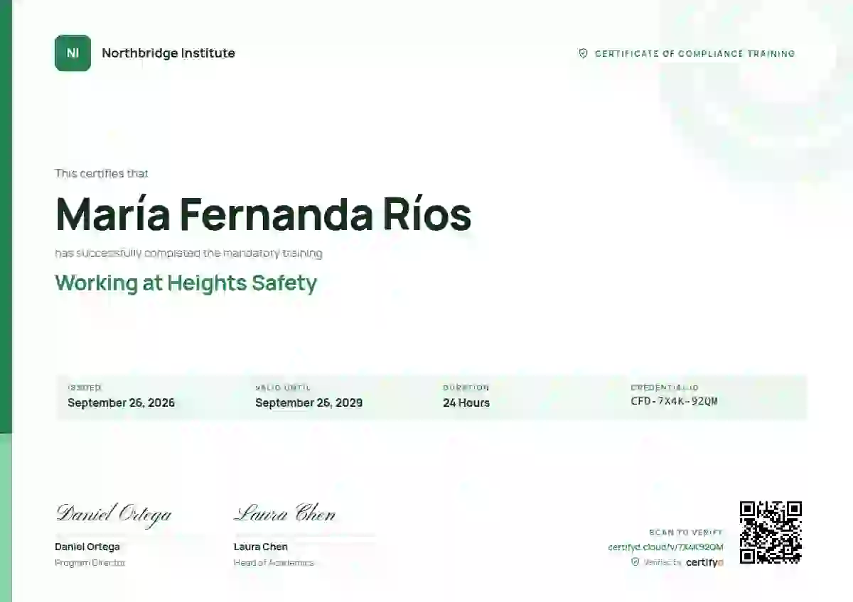 Plantilla de certificado Corporate Clean Forest de cumplimiento y seguridad