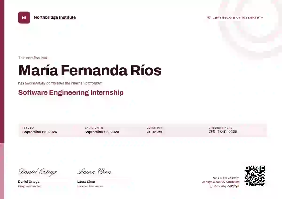 Corporate Clean Wine internship certificate template