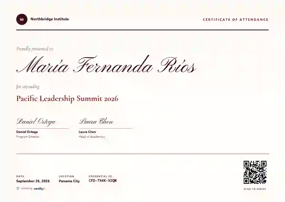 Coral event attendance certificate template