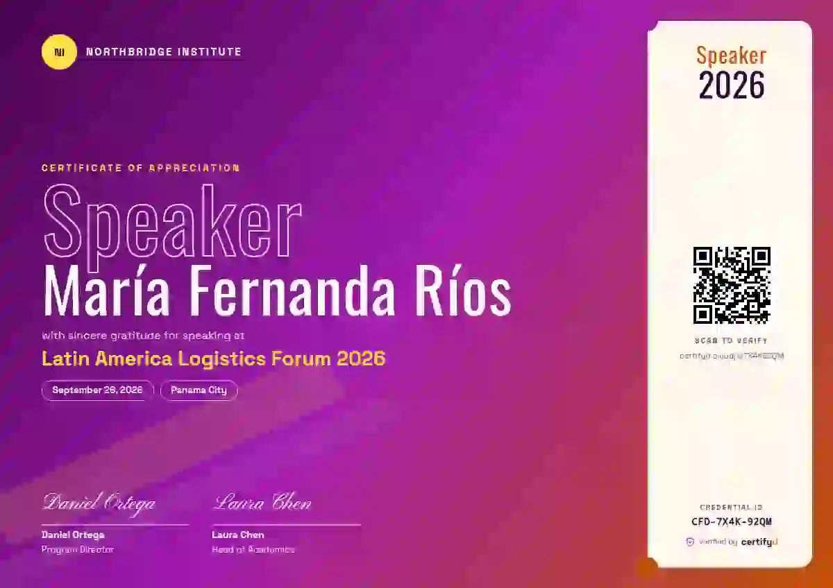 Plantilla de certificado Festival Magenta de ponente de conferencia