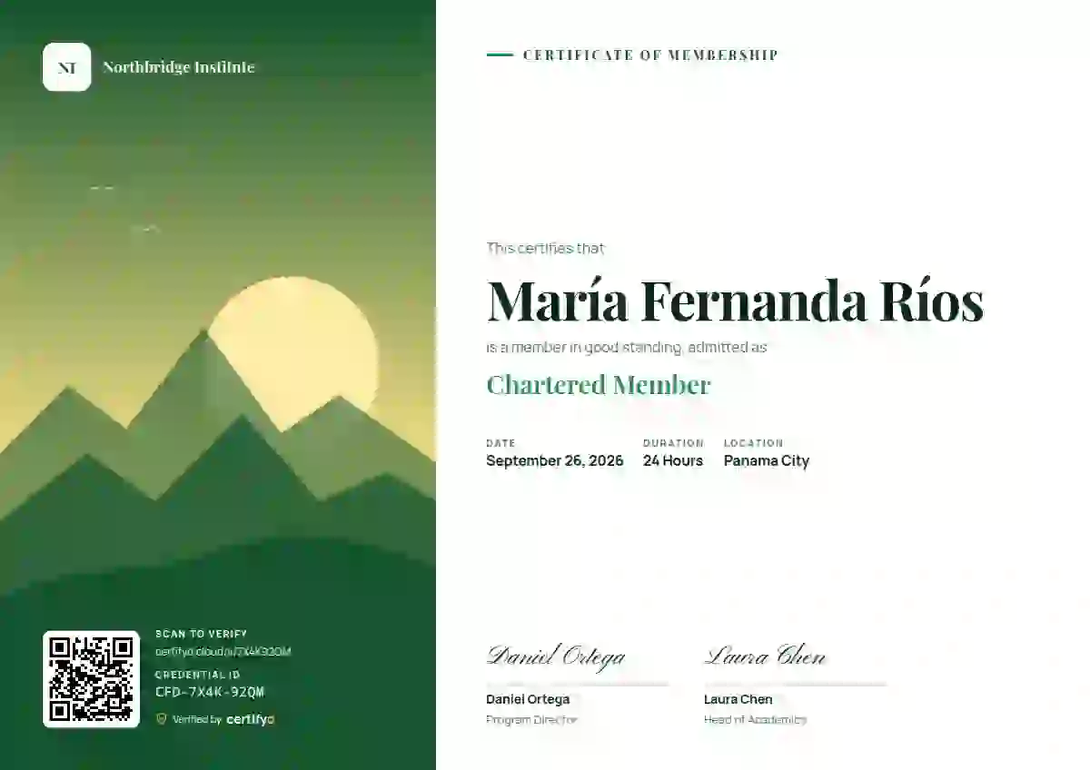 Duotone Forest Sand membership certificate template