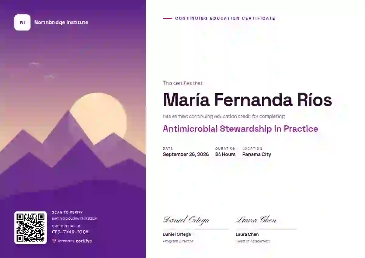 Duotone Plum Peach continuing education certificate template