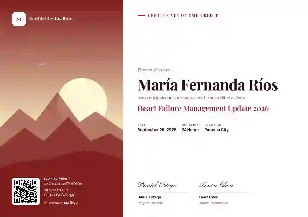 Plantilla de certificado Duotone Burgundy Cream de salud y educación médica continua