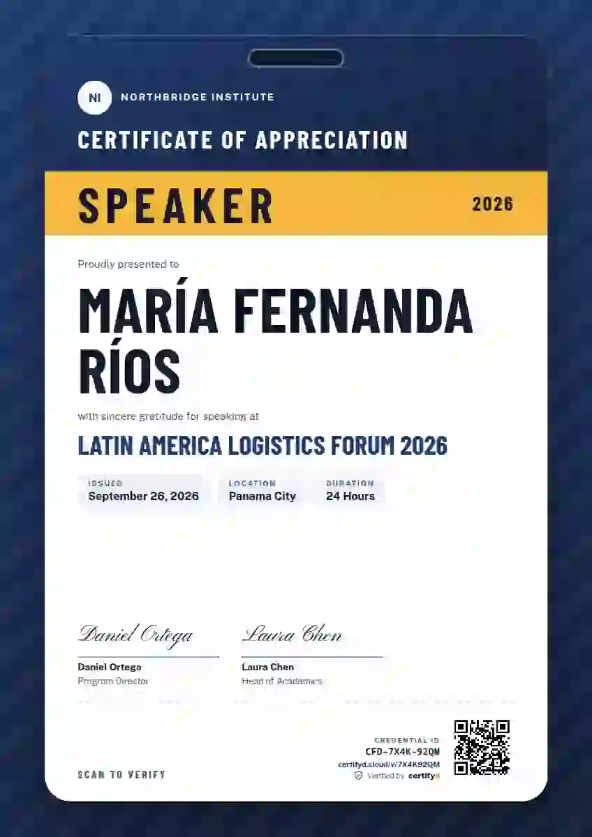 Plantilla de certificado Speaker Pass de ponente de conferencia