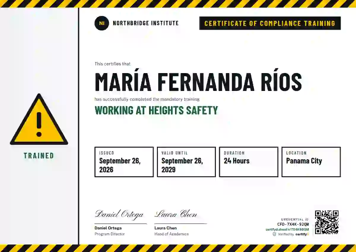 Plantilla de certificado Safety Card de cumplimiento y seguridad