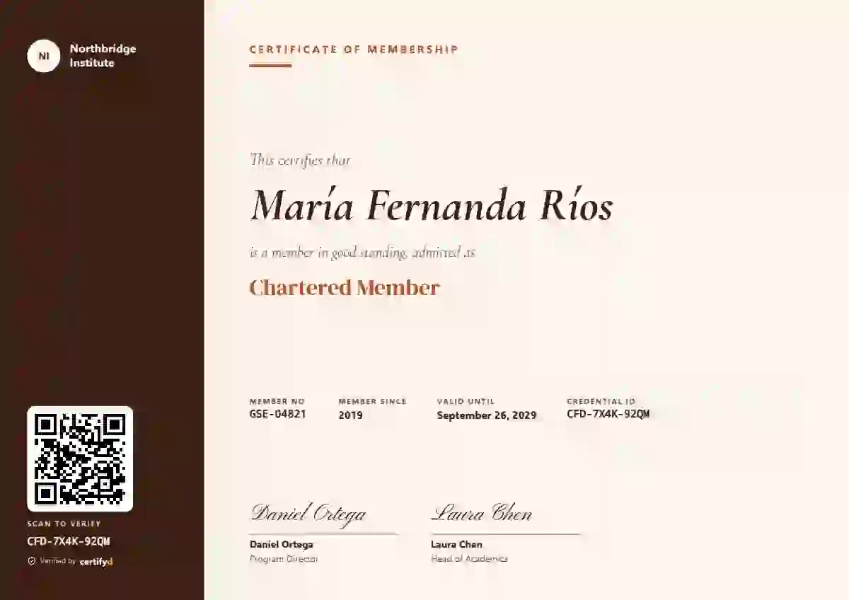 Zenith membership certificate template