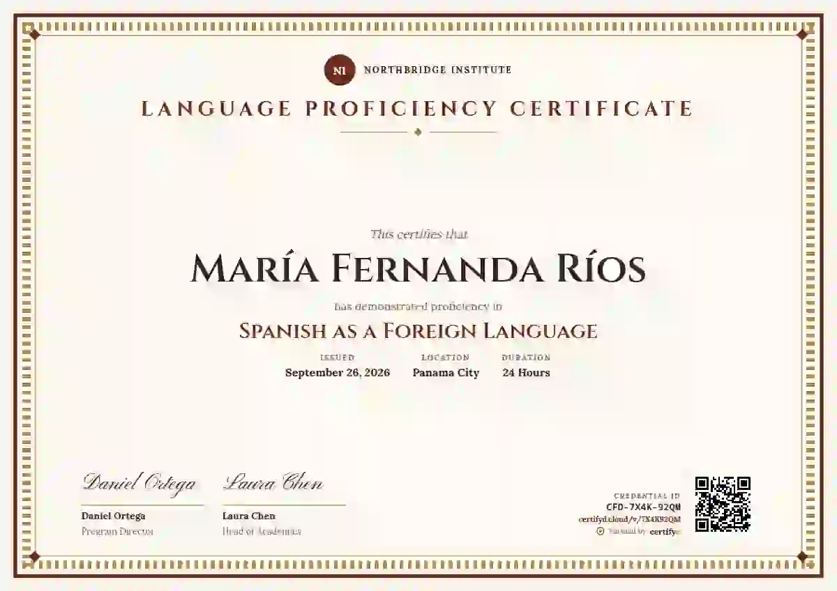 Double Frame Diploma Vermilion language proficiency certificate template