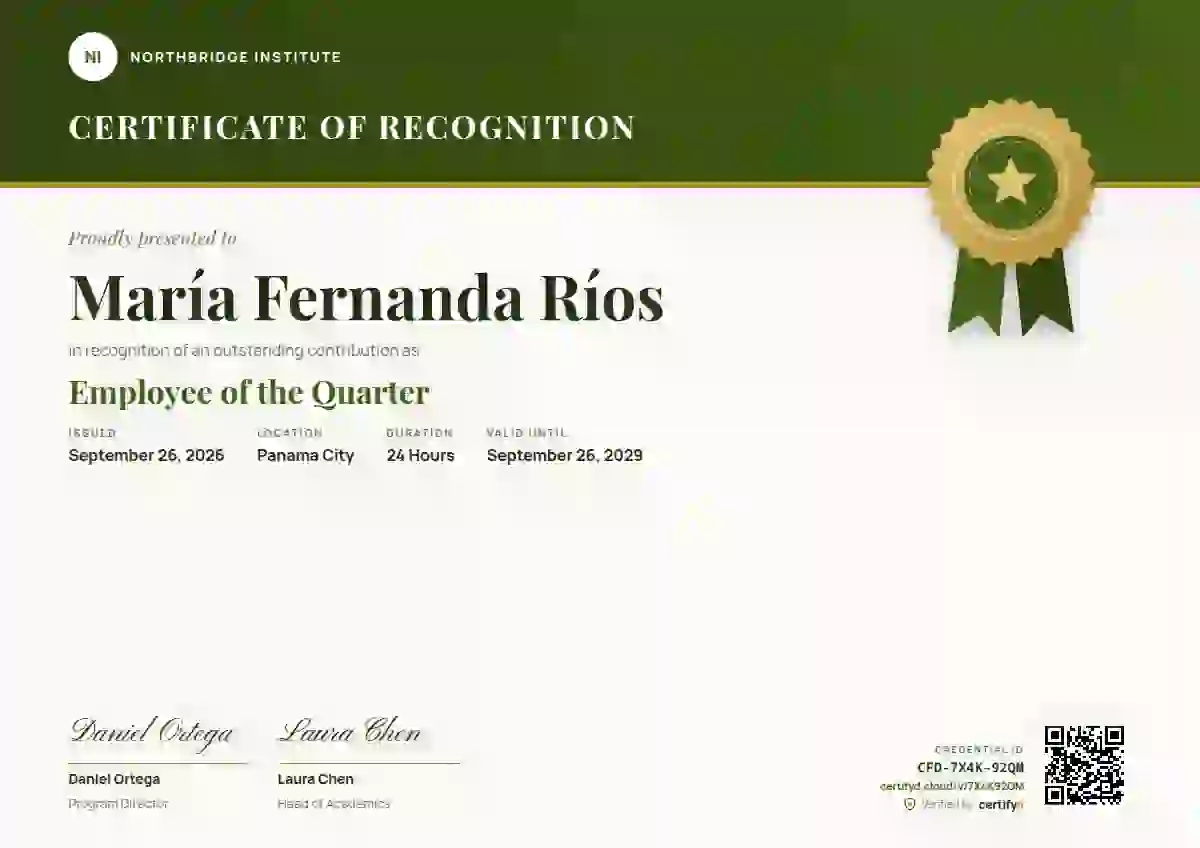 Plantilla de certificado Seal Masthead Lime de reconocimiento a colaboradores