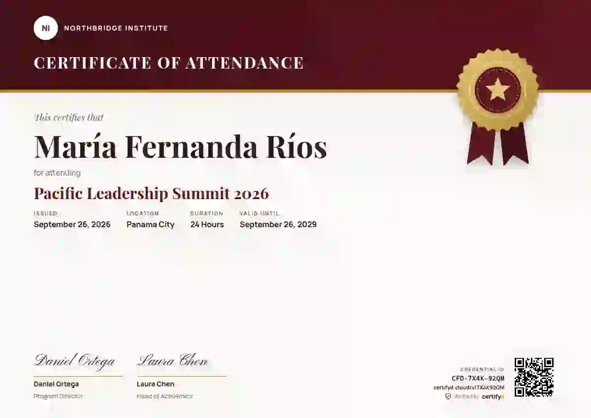 Plantilla de certificado Seal Masthead Ruby de asistencia a eventos