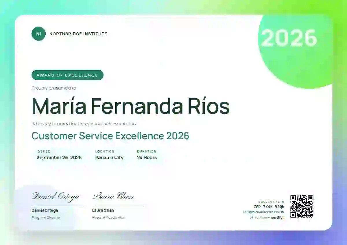 Aurora Gradient Seafoam awards and achievement certificate template