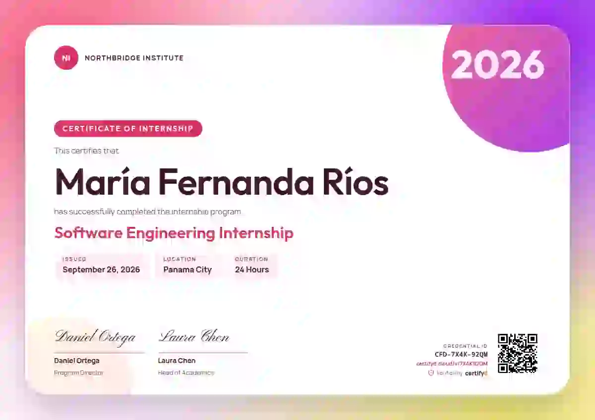 Aurora Gradient Ruby internship certificate template