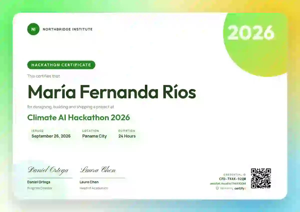Aurora Gradient Meadow hackathon certificate template