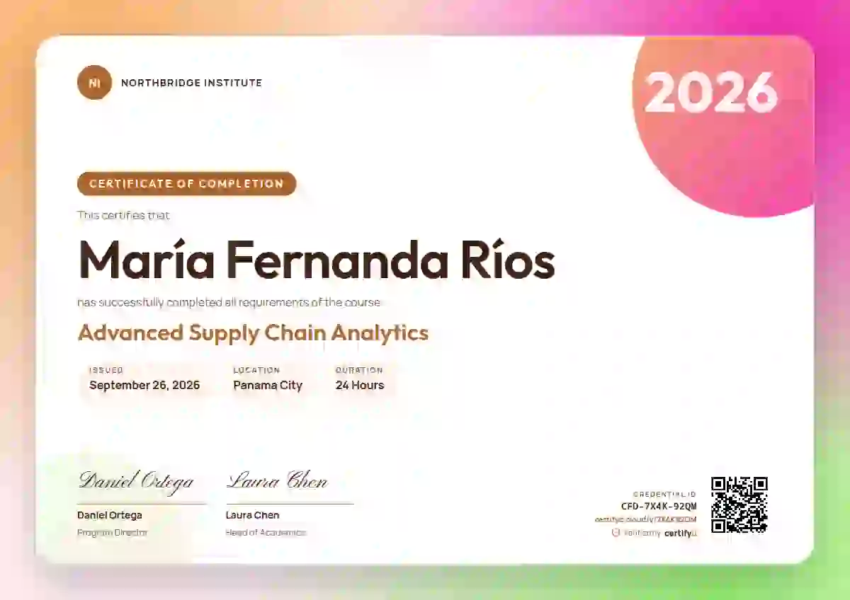 Aurora Gradient Tangerine course completion certificate template