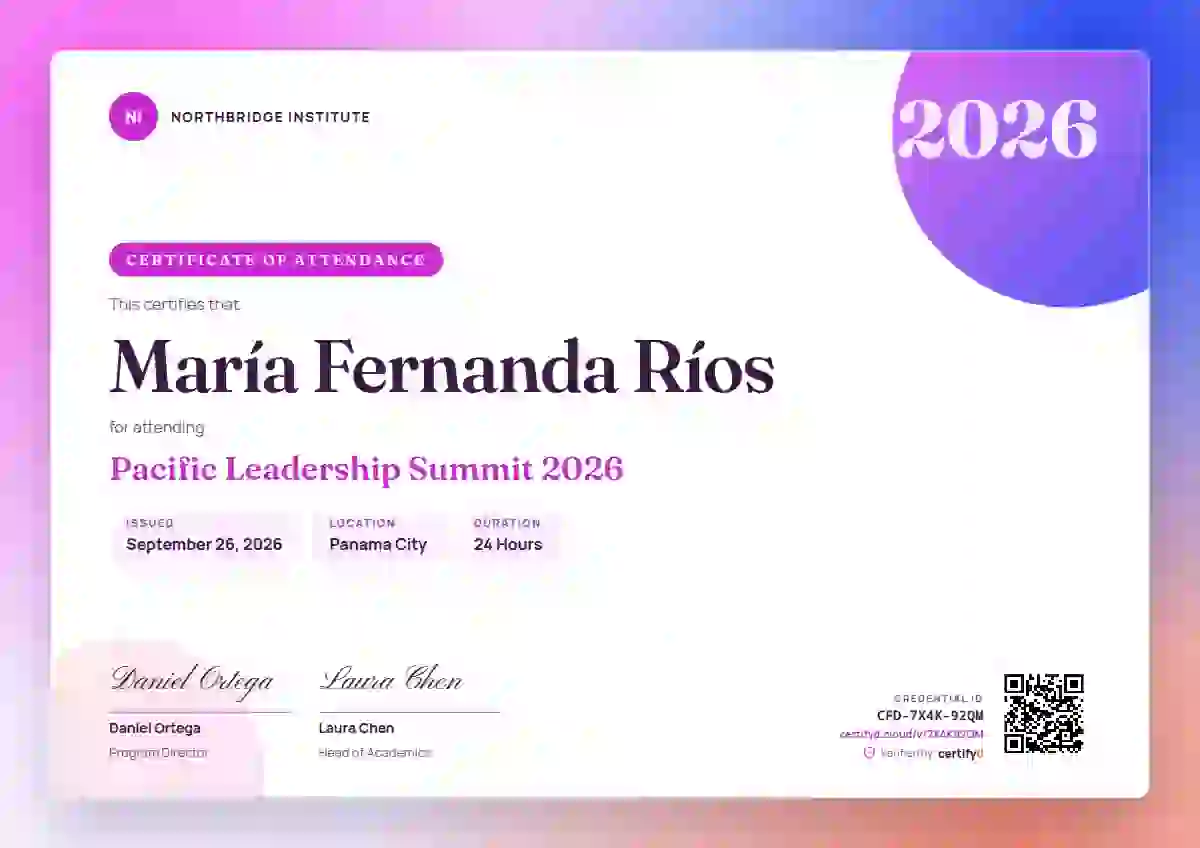 Aurora Gradient Fuchsia event attendance certificate template
