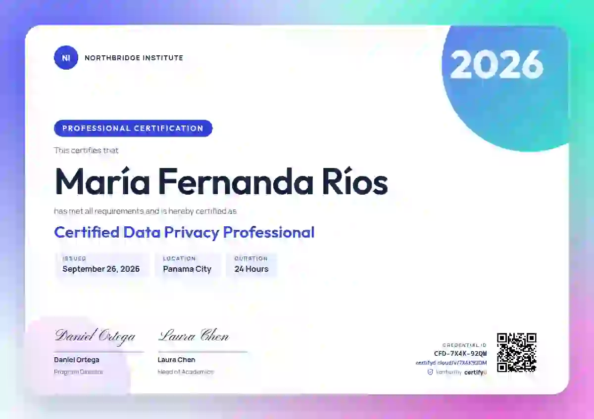Aurora Gradient Ultramarine professional certification certificate template