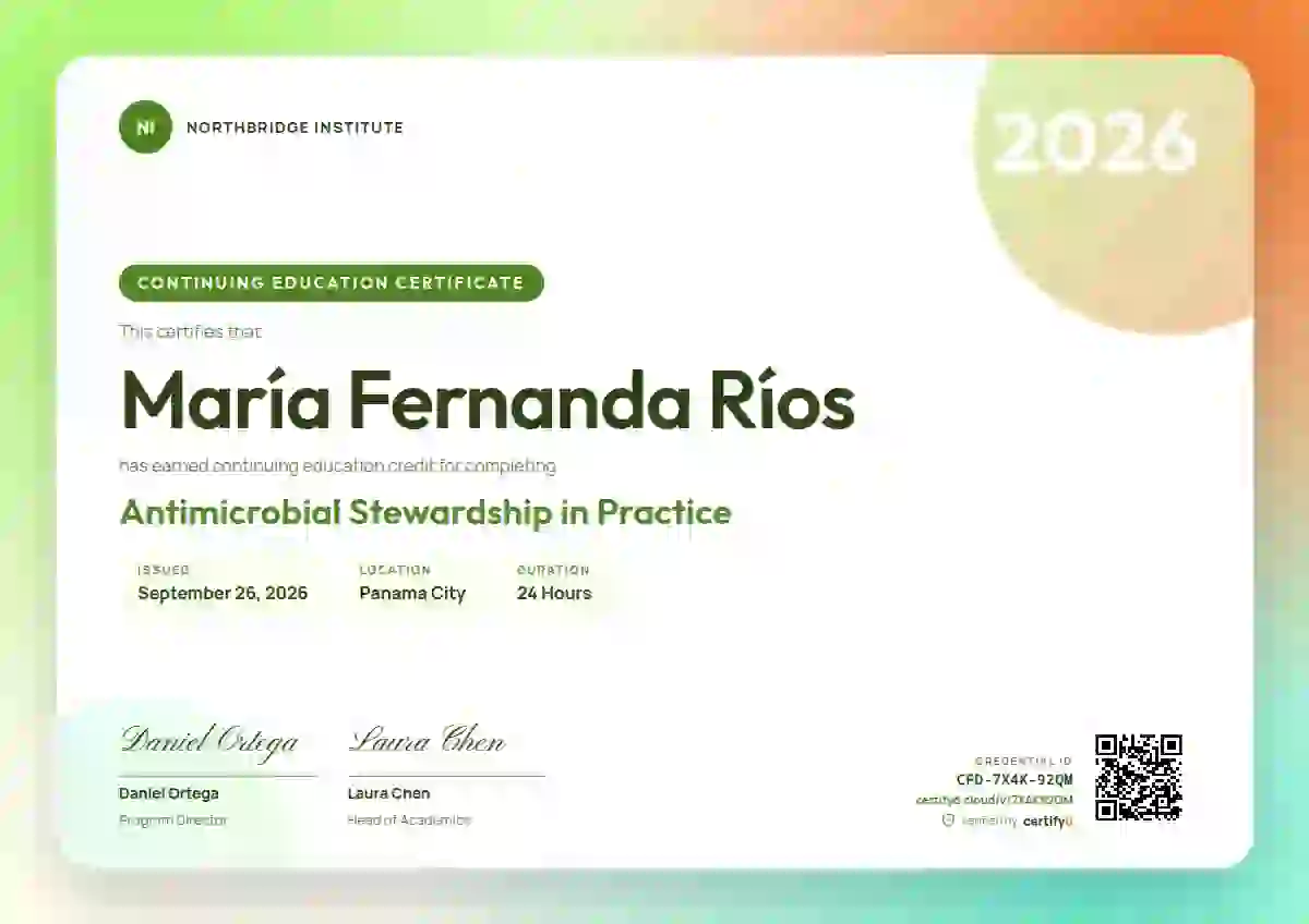 Aurora Gradient Fern continuing education certificate template