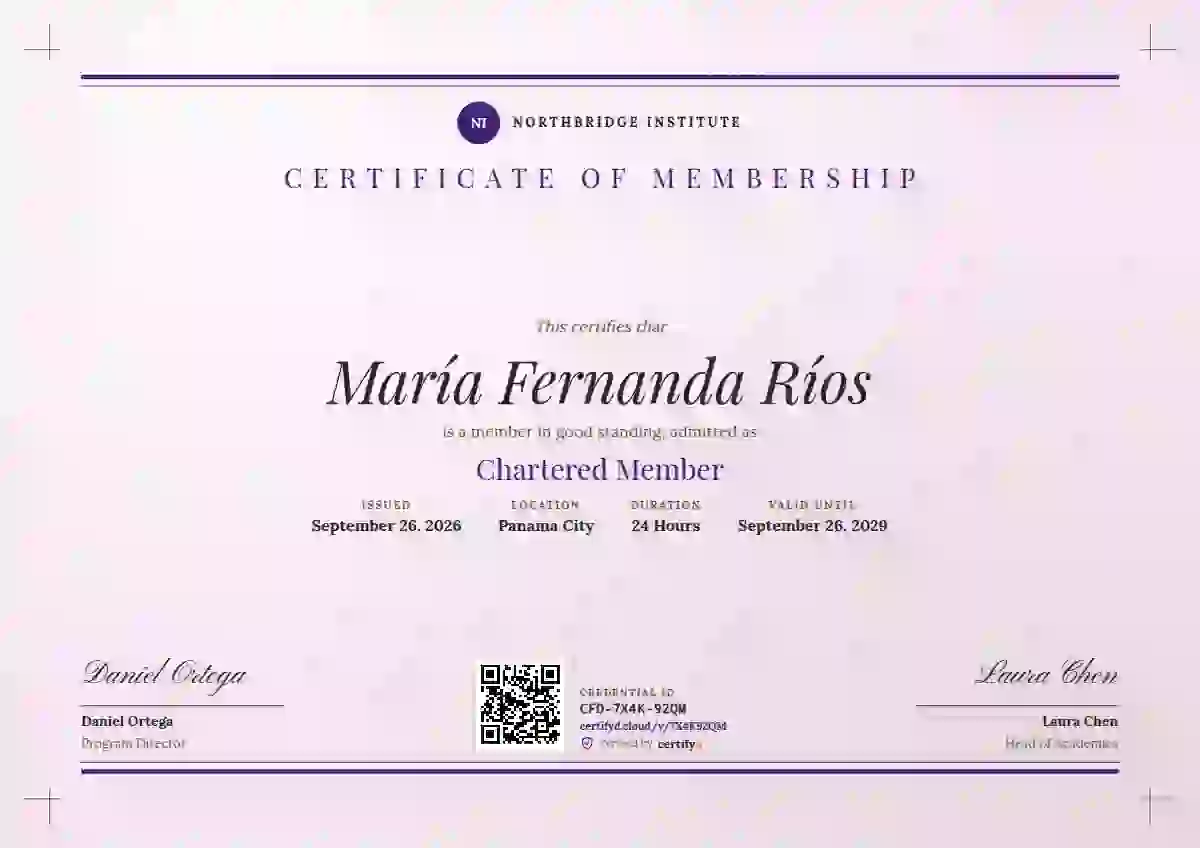 Letterpress Violet membership certificate template