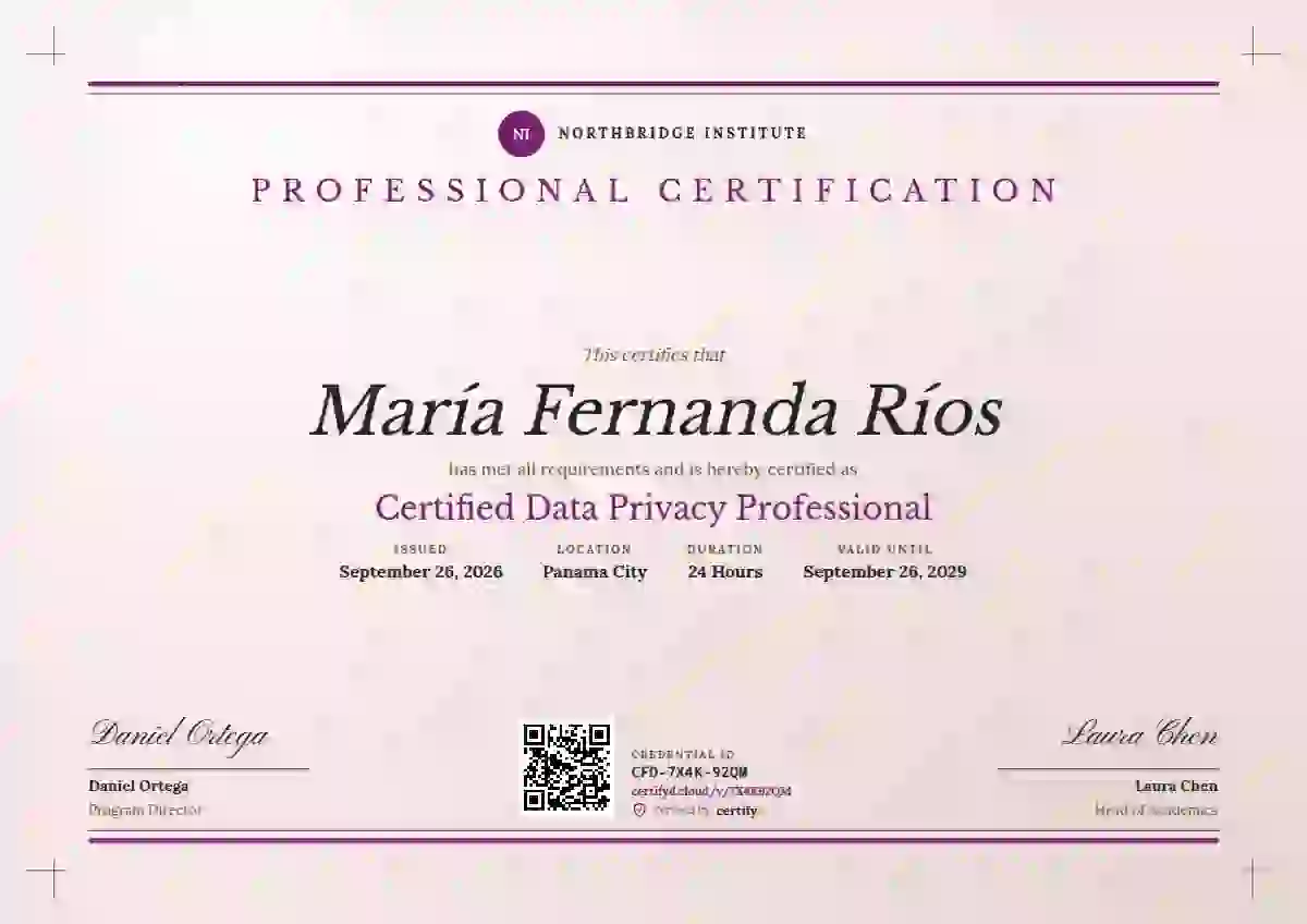 Letterpress Fuchsia professional certification certificate template