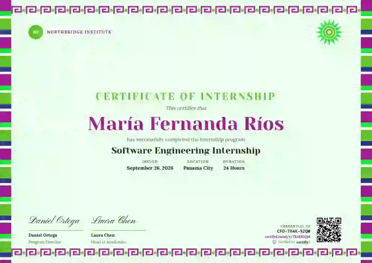 Greca Folk Fuchsia internship certificate template