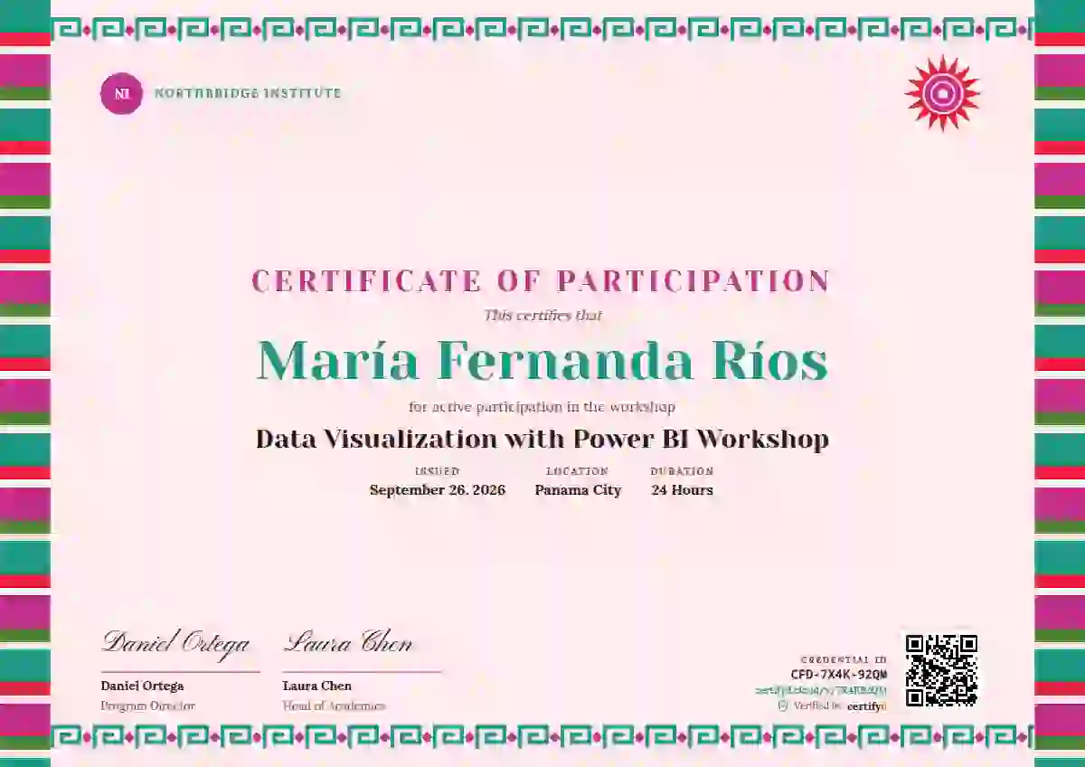 Greca Folk Seafoam webinar and workshop certificate template