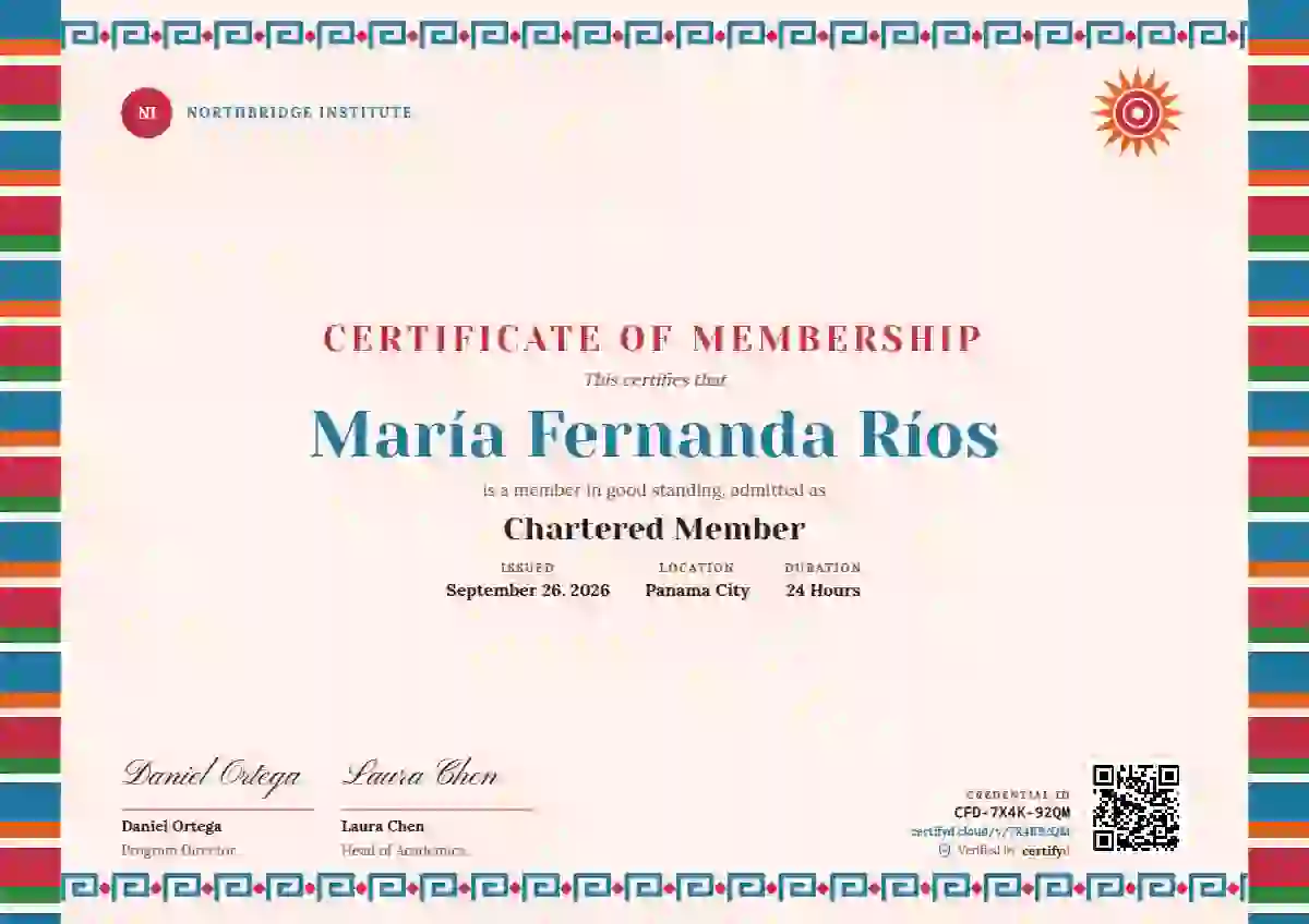 Greca Folk Cerulean membership certificate template