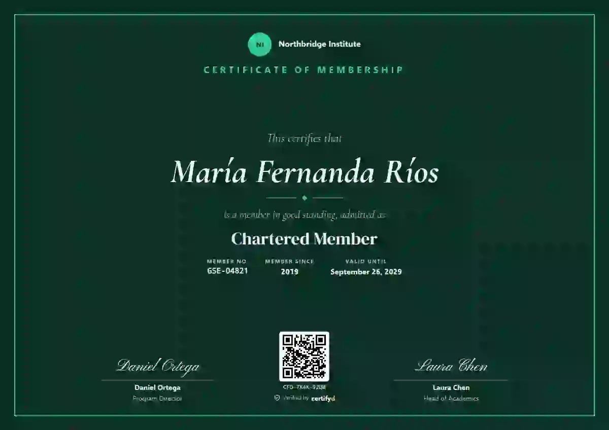 Plantilla de certificado Pinnacle de membresía