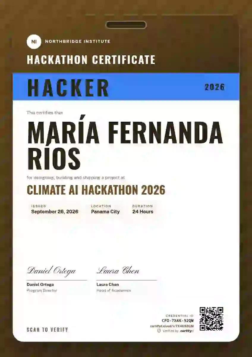 Speaker Pass Amber hackathon certificate template