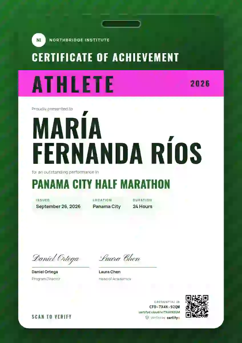 Plantilla de certificado Speaker Pass Meadow de deportes