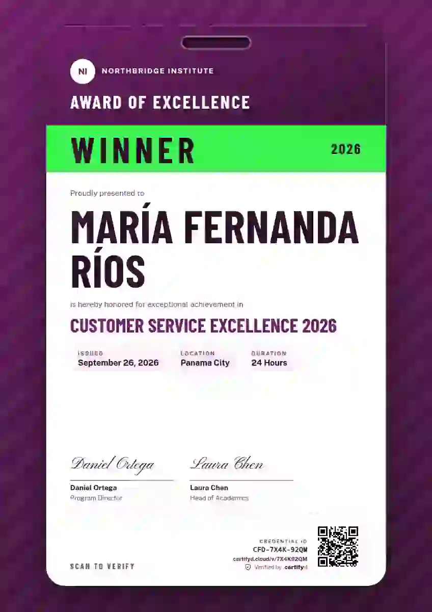 Speaker Pass Fuchsia awards and achievement certificate template