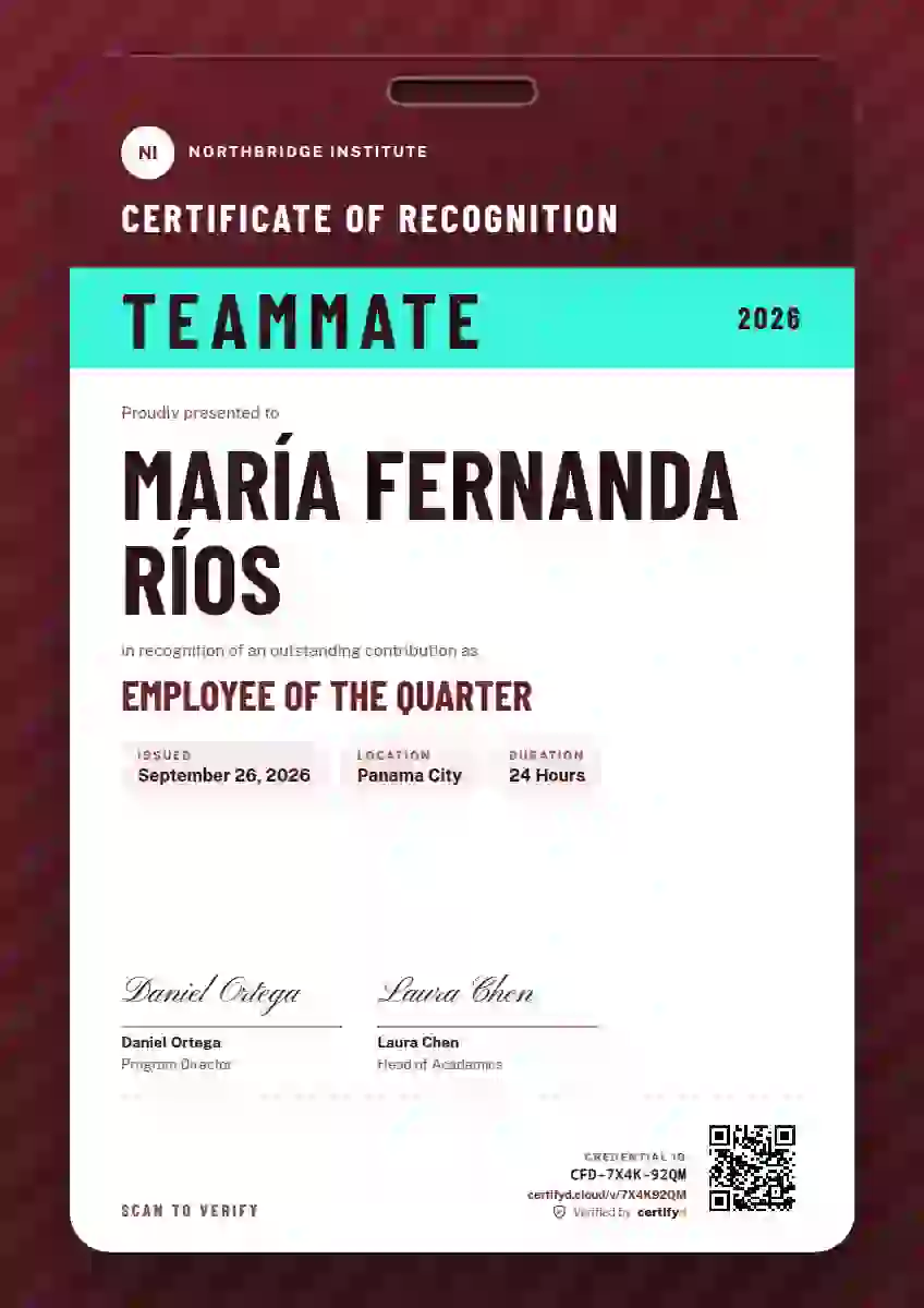 Speaker Pass Ruby employee recognition certificate template