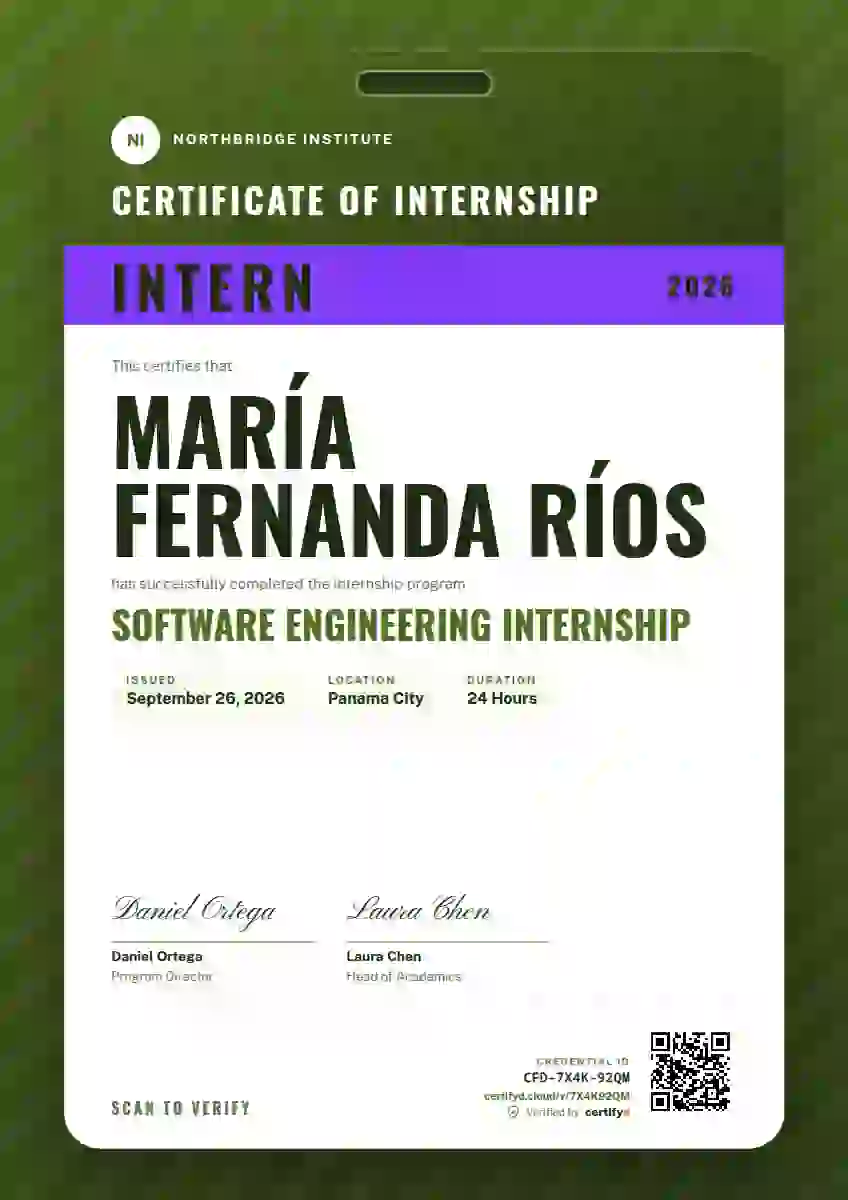 Plantilla de certificado Speaker Pass Lime de pasantía