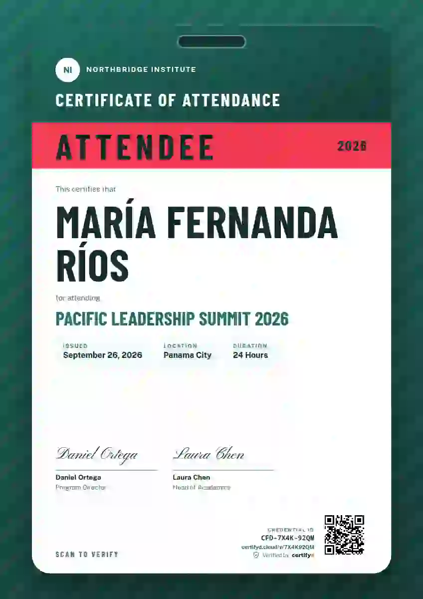 Speaker Pass Seafoam event attendance certificate template