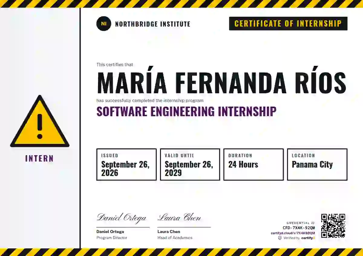 Safety Card Orchid internship certificate template