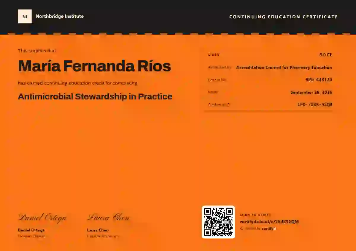 Vista continuing education certificate template