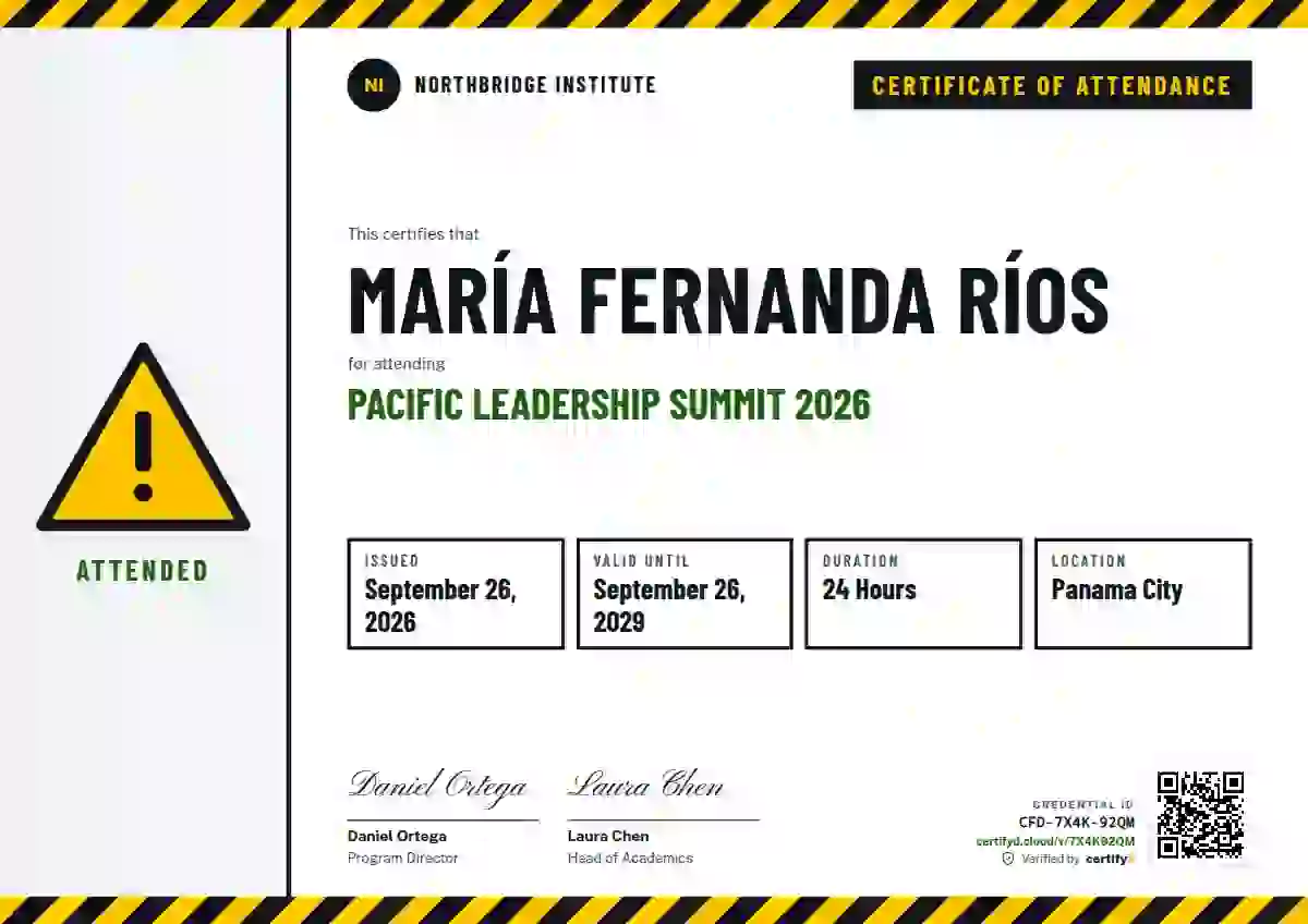 Plantilla de certificado Safety Card Fern de asistencia a eventos
