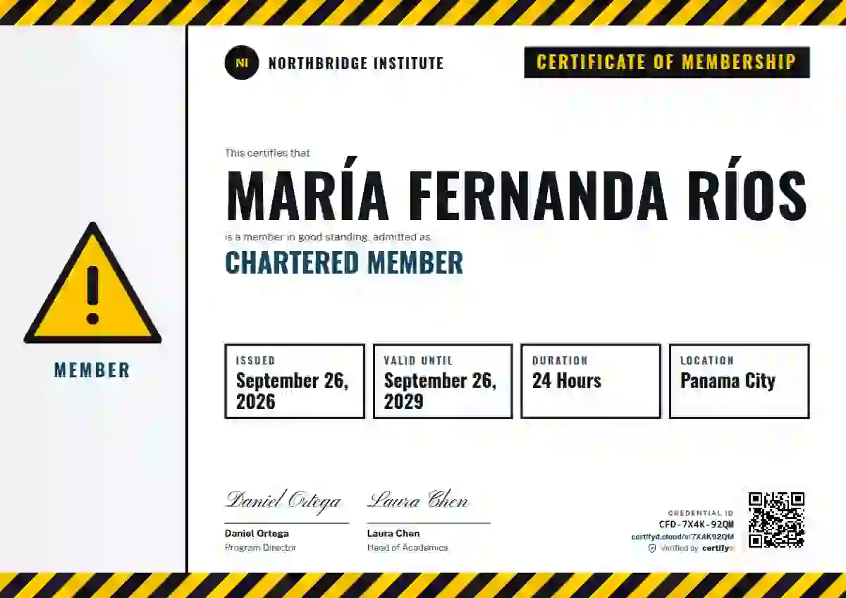 Plantilla de certificado Safety Card Cerulean de membresía