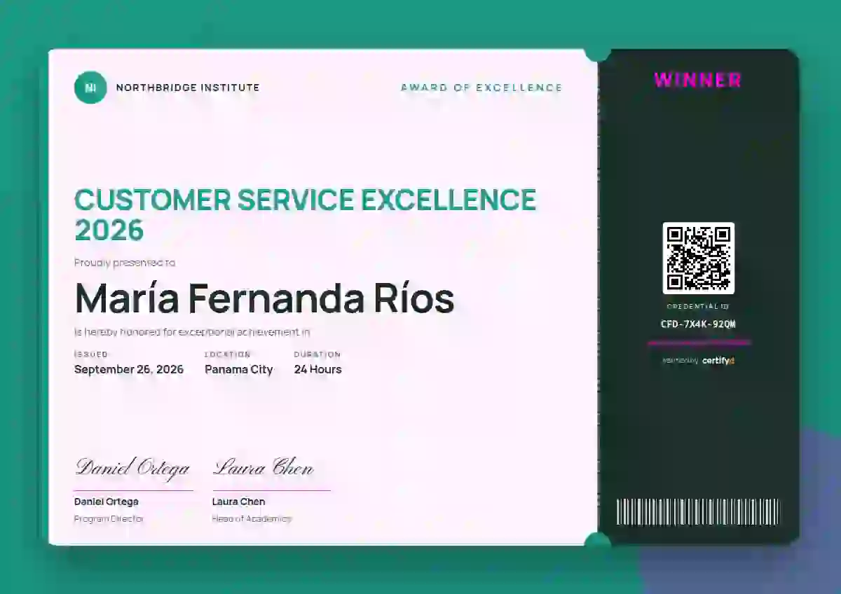 Workshop Ticket Seafoam awards and achievement certificate template