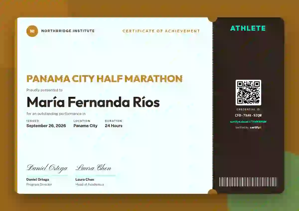 Workshop Ticket Amber sports certificate template