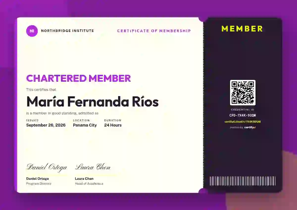 Workshop Ticket Orchid membership certificate template