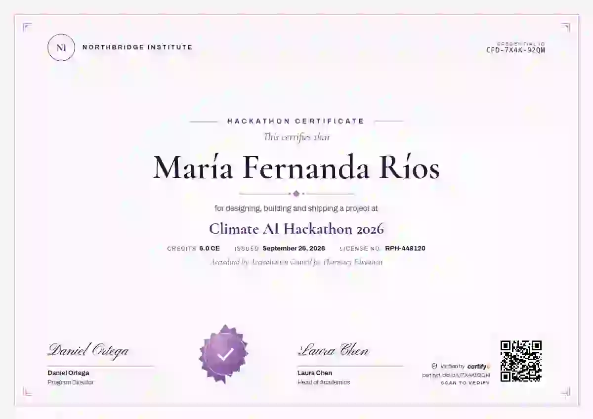 Plantilla de certificado Classic Seal Amethyst de hackatón
