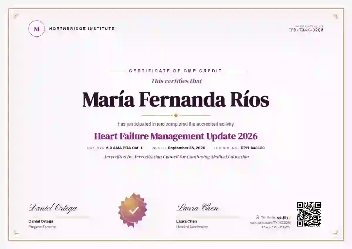 Plantilla de certificado Classic Seal Fuchsia de salud y educación médica continua