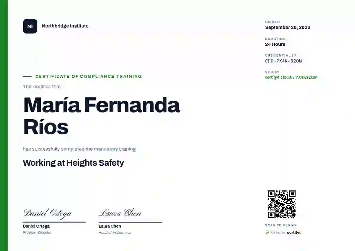 Modern Minimal Meadow compliance and safety certificate template