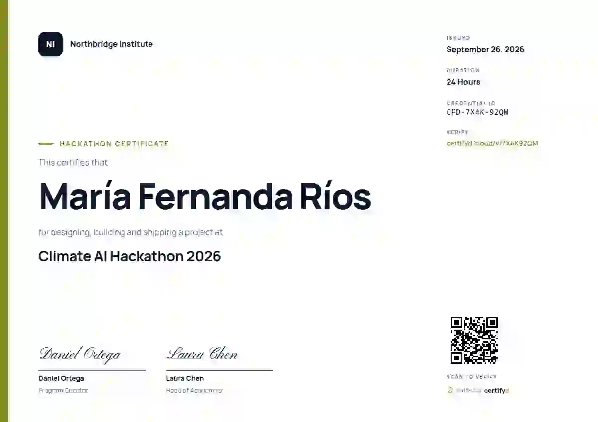 Plantilla de certificado Modern Minimal Soft Lime de hackatón
