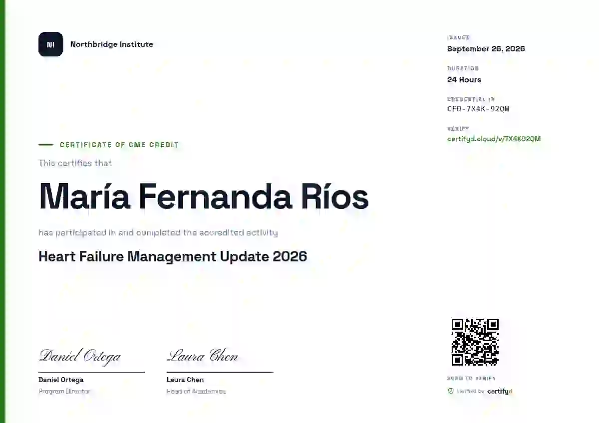 Plantilla de certificado Modern Minimal Fern de salud y educación médica continua