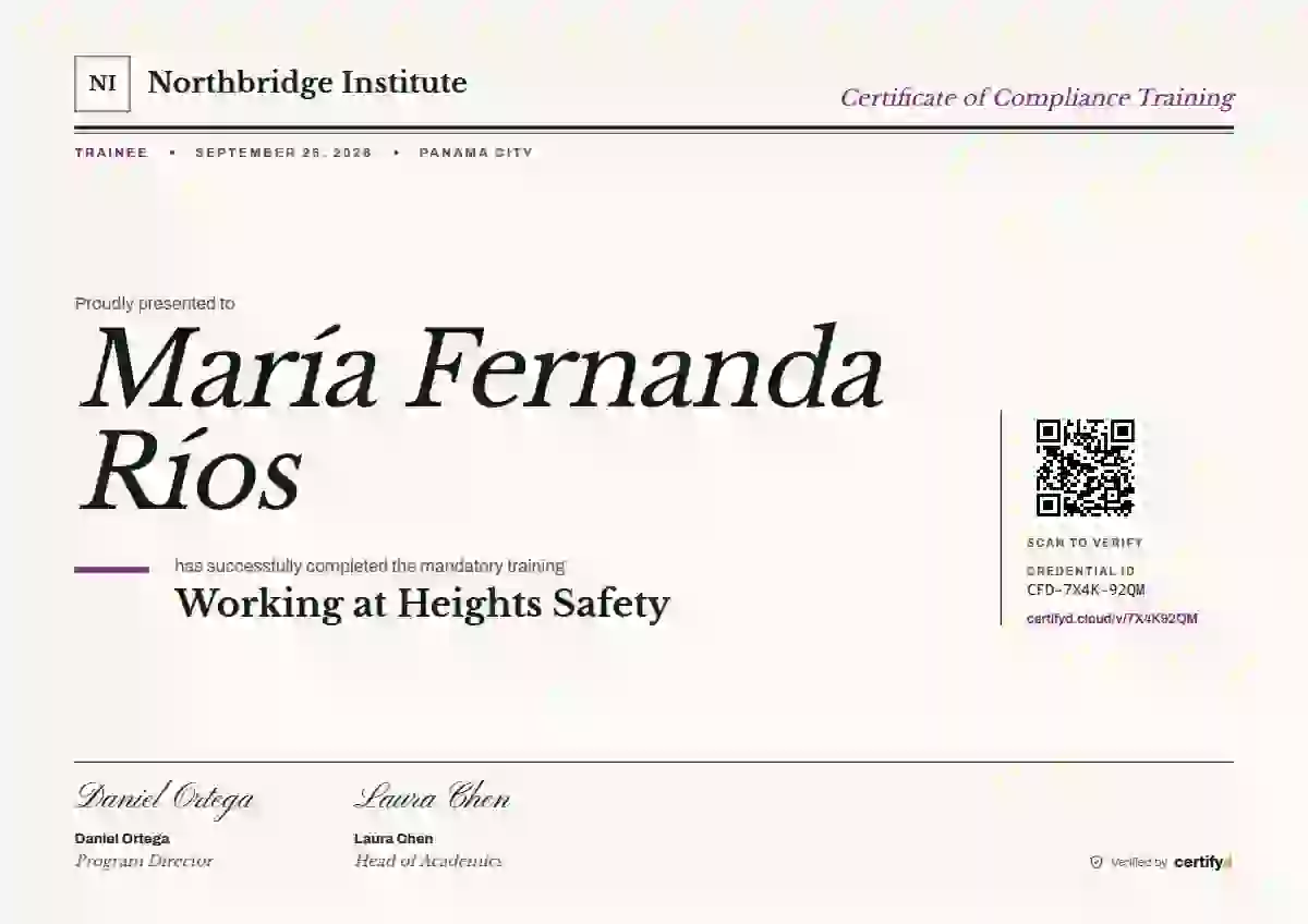 Editorial Serif Fuchsia compliance and safety certificate template