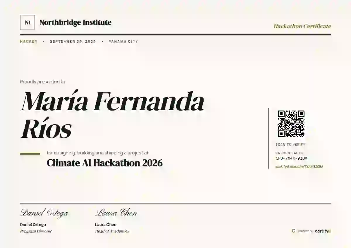 Editorial Serif Lime hackathon certificate template