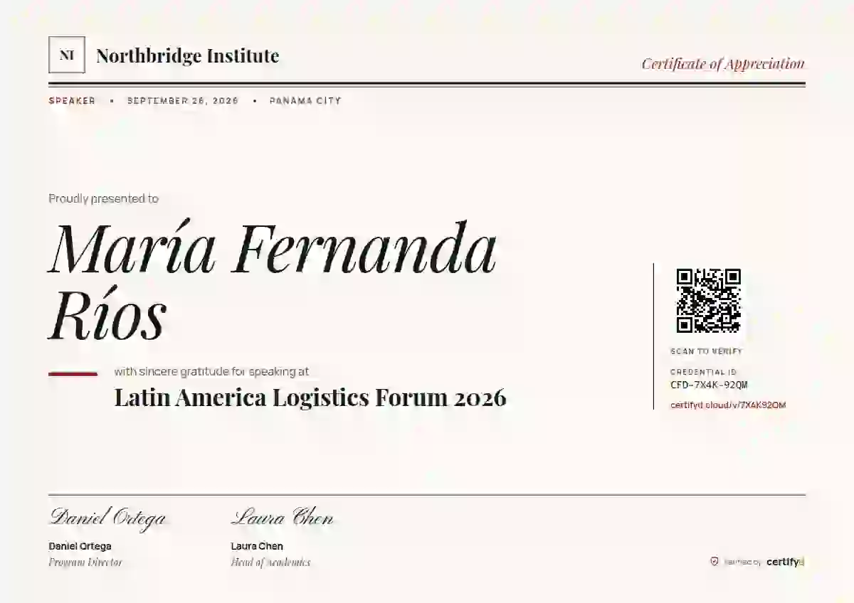 Editorial Serif conference speaker certificate template