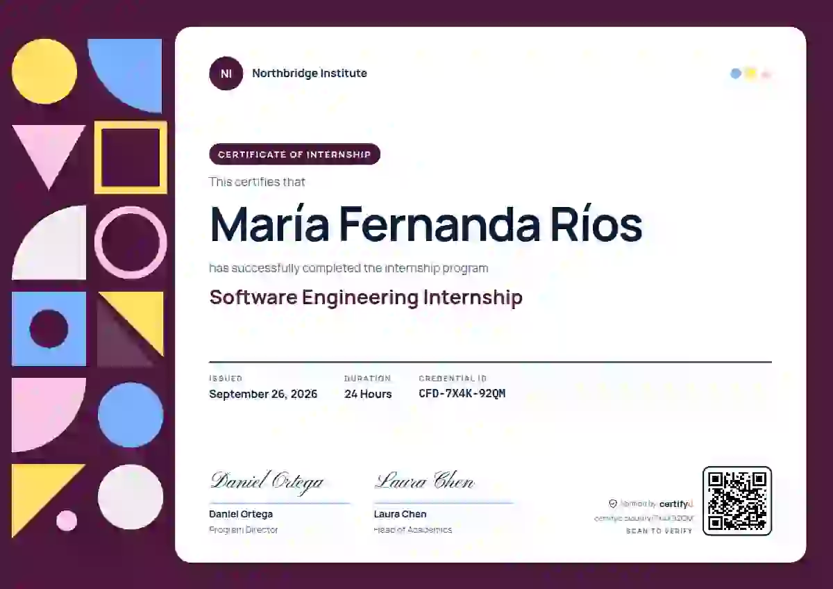 Plantilla de certificado Geometric Azure de pasantía