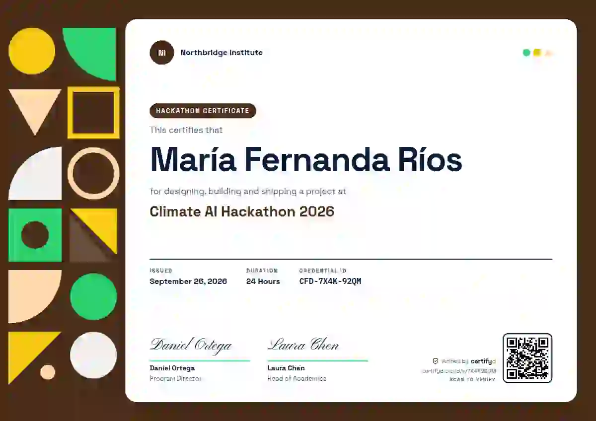 Geometric Jade hackathon certificate template